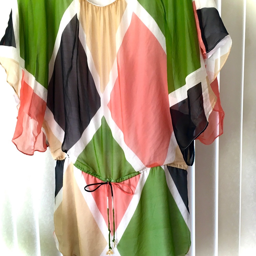Leona Drawstring Color Block Blouse - Picture 2 of 6